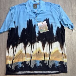 Pineapple Connection Hawaiian Shirt New Sunset Palm Trees Men's Large L Vintage